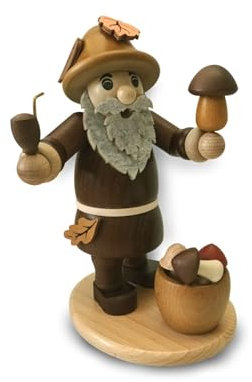 Rudolphs Schatzkiste Räucherfigur Pilzsammler mit Korb und Pfeife Höhe 22cm NEU Räuchermann Rauchmann Rauchfigur