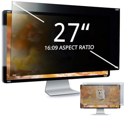 EliWhale Computer Privacy Screen Filter, 27 Inch 16:9 Removable Monitor Screen Privacy Screen Protector, Anti-Blue Light & Anti-Glare Screen Protector, Width X Height Is 23.54X 13.27(598mm X 337mm)