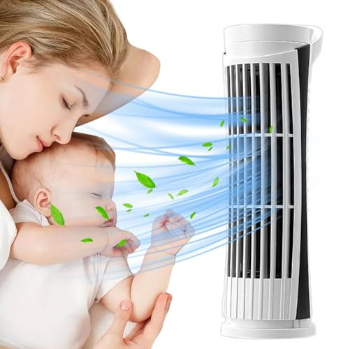 Ventilador de torre de escritorio,Ventilador de escritorio de torre,Ventilador silencioso multifuncional - Ventilador de torre de 10 pulgadas, ventilador de mesa ajustable, ventilador de escritorio pe