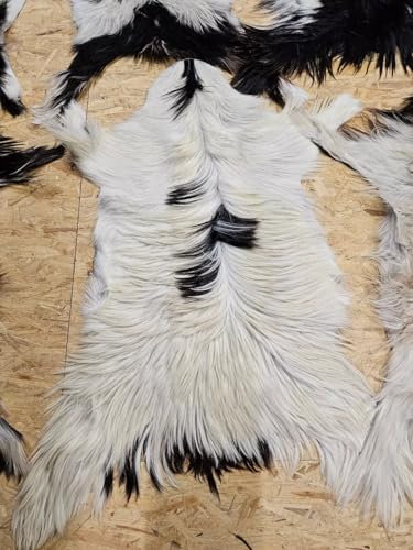Provellus Ziegenfell Zickelfell kein Geruch | natürliche Farben | Fellteppich (Schwarz-Weiß, 80cm-100cm lang 1.Wahl)