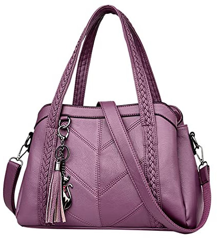 Damen Handtasche Weiches Große Kapazität Umhängetasche Frauen Luxus Geldbörsen Handtasche Henkel Für Taschen Nähen (Purple, One Size)