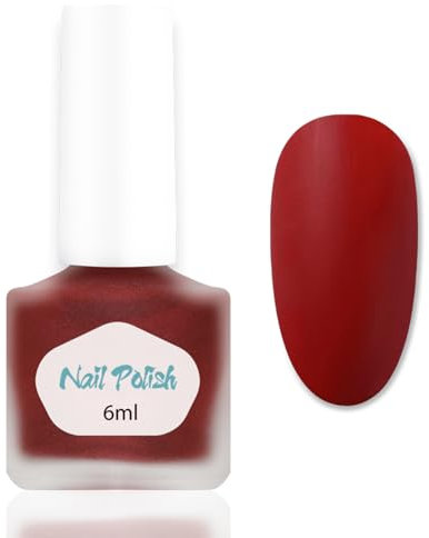 Roter Nagellack Matt - Seidiger Samt Nagellack Rot - Atmungsaktiv Schnell Trocknend Nagelack Ohne UV Lampe - Glatte Matte Nail Polish für Frauen Mädchen Maniküre DIY (Red, 6 Ml)