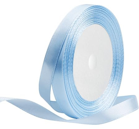 Satinband 10mm Breit Hellblau,22 Meters Geschenkband Schleifenband Stoffband für Hochzeitsdekoration, Geschenkverpackung, Basteln, Party Deko