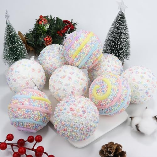 9 Stück Macaron Weihnachtsbaumkugel Ornament, 8 cm Bruchsicherer Kunststoff Weihnachtsbaumschmuck für Weihnachtsbaum, Urlaub, Hochzeit, Geburtstag Party Dekorationen