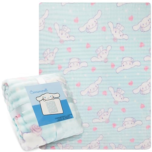 Get Trend Cinnamoroll Sanrio Kuscheldecke 130x150 cm Flauschige Fleece Decke, Lizenziert, für Bett, Sofa & Reise, Geschenk Idee (Weiß Cinnamoroll)