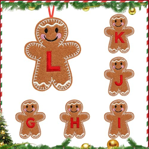 2025 Gingerbread Alphabet Ornaments for Christmas Tree Decorations, Mini Monogram Letters for DIY Holiday Crafts & Gifts (L)