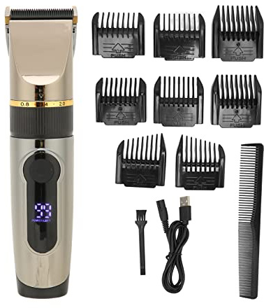 USB-Haarschneider, LCD, wasserdicht, 2200 mAh, Lithium-Akku, Haarschneider mit 8-teiligem Führungskamm für Männer und Frauen, Barbershop, Heimgebrauch, ABS-Edelstahl,