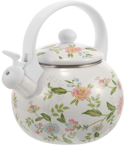 Homoyoyo Emaille Wasserkocher Für Herd Teekessel Mit Pfeife Für Induktions- Und Gasherd Leicht Zu Reinigen Für Zuhause Büro Und Party 8.66X7.48X7.48in