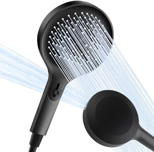 140MM Pomme de Douche Haute Pression Large avec Tuyau et Support Douchette | Douche Salle de Bain 4 Modes Pomme douche Economie d'eau Anti Calcaire Douchette Jet Puissant Pommeau Brumisateur