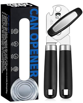 Tin Opener, Can Opener, Stainless Steel Manual Tin Jar Opener with Non-Slip Handle – Heavy Duty Tool for Arthritis Hands, Kitchen Accessories