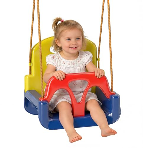 Outsunny Swing Seat for Toddler, 3 in 1 Baby Swing with Seat Belt, Adjustable Ropes for Indoor, Outdoor, Playground, Garden, Seat Only, Dark Blue