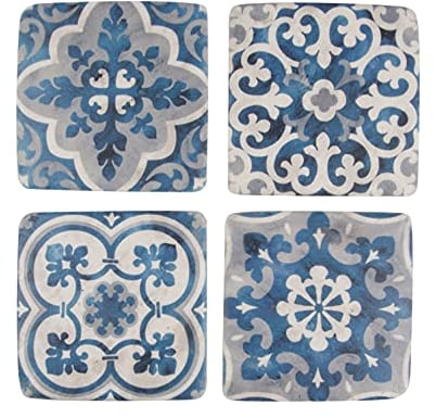 Lot de 4 sous-verres en mosaïque - Style méditerranéen de Santorin