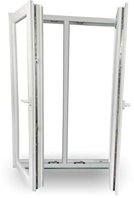 JeCo Fenster Kunststofffenster Wohnraumfenster - 2 flügelig mit Pfosten - BxH:1400x1000 mm - 2-fach-Verglasung - 60 mm Profil - Sondermaße möglich