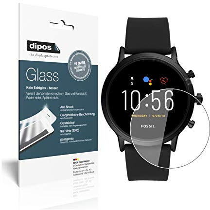 dipos Displayschutzfolie 9H klar für Fossil The Carlyle HR (5. Gen.) | Bricht und splittert nicht, kein Echtglas, Anti-Shock, passt perfekt, kratzfest, blasenfrei, hüllenfreundlich, selbstklebend