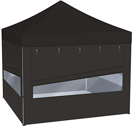 Vispronet Profi Faltpavillon Basic - 3x3 m in Schwarz - 4 Vollwände mit Panoramafenster - Scherengittersystem - Farbe & Größe wählbar