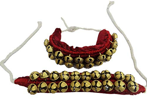 Bracelet de cheville pour femme style indien ethnique Ghungroo rouge 2 MRS, 6.19