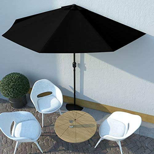 Tidyard Parasol de Balcon Parasol de Jardin Demi Mât en Aluminium Noir 300x150x253 cm