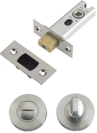 IRONZONE® Bathroom Toilet Door Mortice Tubular Deadbolt 64mm with Turn and Release Satin Stainless Steel, for Internal use on a Bathroom Door, Added Protection and Privacy