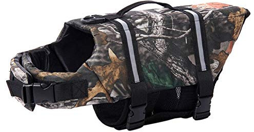 beautyhe Giubbotto Salvagente Cane Riflettente Cappottini per Cani Impermeabile Taglia Regolabile Cappottini per Cani con Manico Superiore con Galleggiabilità Superiore camouflage3,45