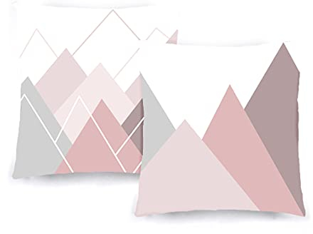 Decoratea Kissenbezüge 50 x 50 cm, dekorative Kissenbezüge (2 Stück) für Sofa, Bett, Stuhl, Wohnzimmer, Schlafzimmer, weiche Baumwolle, modern und mit unsichtbarem Reißverschluss (Altrosa)