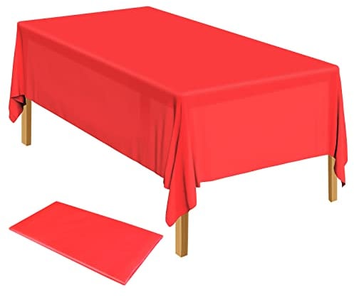 ELECLAND Red Plastic Table Cover 137 x 274 cm Rectangle Tablecloth for Indoor or Outdoor Baby Shower, Wedding, Birthday Party Decorations