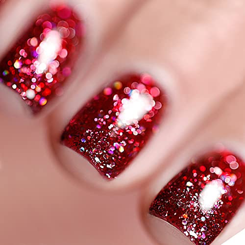 Vishine Gel-Nagellack 15 ml, Glitter Rot Sparkle Glänzende Farbe Soak Off UV LED Langanhaltender Nagelgel-Nagellack Nail Art Home DIY Maniküre Nagelstudio Lack #920