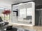 GSW Bedroom Furniture Modern Full 2 and 3 Mirror Sliding Door Wardrobe With Shelves And LED Light, Hanging Rail (250CM, White)