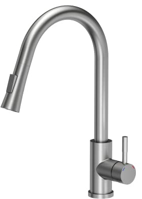 VBChome Spültischarmatur Inox Spültischbatterie abnehmbarer Auslauf Ausziehbar Edelstahl 2 Leistungsstufen 360°drehbar U- Form Wasserhahn Küchenarmatur Einhebel Zwei Wassertralen Mischbatterie