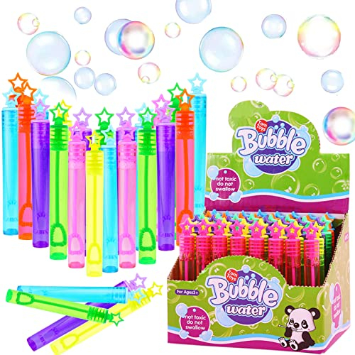 48 Stück Seifenblasen Set für Kinder, Spielzeug, Seifenblasenstäbe, bunte Blasen für Hochzeit, Schulparty, Garten, Karneval (Pentagramm)