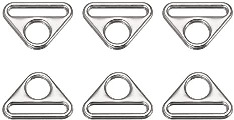 sourcing map 6 Stück D Ringe Metall Dreieck Schnalle Versteller 1,26 D Ringe 32mm Triangel Schnallen Taschenzubehör für Taschen DIY Handtasche Geldbörse, Silberton