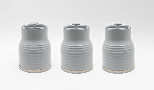 Daewoo Sienna Collection Set Of 3 Cannisters, Tea Coffee Sugar Containers With Removable Lid, Grey