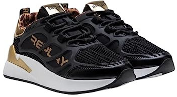 Replay Mädchen Sneaker Maze Junior 5 Schnürsenkel, Schwarz (Black Gold 006), 38