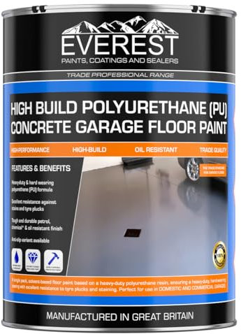 Everest Trade - High Build Polyurethane (PU) Resin Based Garage Floor Paint (White, 5 Liters)