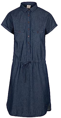 Trespass Womens Summer Dress Button Up Shirt Short Sleeve Talula Navy Chambray