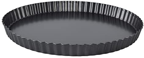 Pastiglie per crostate rotonde con mini crostate con tegame in quiche con fondo rimovibile con rivestimento antiaderente, stampo per piatti da forno con fondo rimovibile in acciaio al carbonio(10inch)
