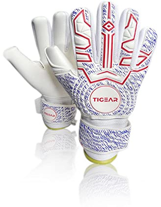 TIGEAR Spark Series Torwarthandschuhe mit strapazierfähigem deutschem Latex, stoßdämpfende Polsterung und abnehmbare Fingerstöcke für die Sicherheit von Erwachsenen und Kindern
