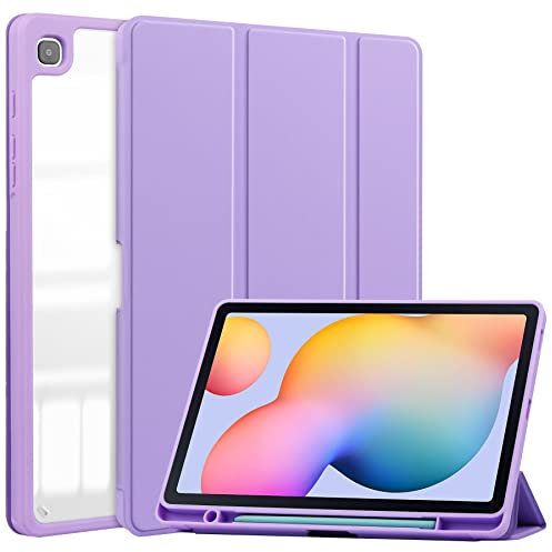 VOVIPO Slim Case for Samsung Galaxy Tab S6 Lite 10.4 inch 2022 (SM-P613/P619) & 2020 (SM-P610/P615),Shockproof Cover with Clear Transparent Back Shell with S Pen Holder-Purple