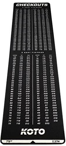 KOTO - Tapis Checkout Noir 237 x 60 cm, INCL. Indicateur de Score, Antidérapant