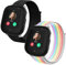 Snyeest 2-Stück Nylon Armbänder kompatibel mit Xplora X6/Anio 6 Armband, Kids Smartwatch Klettverschluss Mädchen Jungen Verstellbare Ersatz Armbänder für X6 Play/X6 Pro/Anio6,Schwarz+Regenbogen