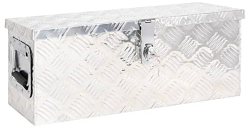Aufbewahrungsbox, MOONAIRY Abschließbare Box, Alu Box, Metal Box, Transportkiste, Werkzeugbox, Metallkiste, Alukiste, Silbern 60x23,5x23 cm Aluminium