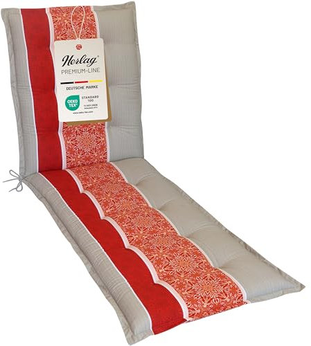 Herlag Liegenauflage Valeria 195x60x7,5cm | Gartenmöbelauflage Liege Mandala-Muster | Polsterauflage Sonnenliege | Design-Edition | UV-Schutz | Öko Tex 100 | Orange Streifen