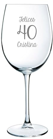 CALLE DEL REGALO Copas de vino de cristal personalizadas con texto, ideal para regalar (Copa de vino para cumpleaños)