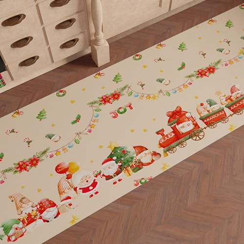 PETTI Artigiani Italiani - Weihnachtlicher Küchenteppich, Läufer für die Küche, Weihnachtsteppich, rutschfest und waschbar, Teppich für Weihnachten, 52 x 180 cm, hergestellt in Italien