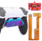 eXtremeRate RISE Remap Kit Programmabile per ps5 Controller BDM-030/040/050,Palette in Metallo Tasti Pulsanti Aggiuntivi Back Button Cover Posteriore per ps5 Joystick-Nero Grip&Bianco&Blu Viola
