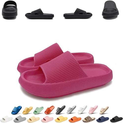 LOSD Pummy Damen Original, Wolkenschuhe Damen, Hausschuhe Damen, Schlappis Wolken Damen Original, Schlappys Schlappen Damen(Rosa Lila,38/39)