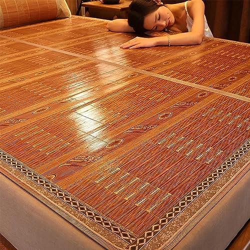 Aintap Faltbare atmungsaktive Sommer-Kühlmatte aus Rattan für Betten - Wendbare schweißabsorbierende/kühlende Unterlage in verschiedenen Größen (L 200 x B 180 cm)