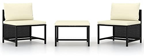 Festnight Balkon Sitzgruppe Rattan 2 Personen 3tlg Balkonmöbel Set Balkontisch mit 2 Stühlen Bistroset Garten Beistelltisch Balkonset Balkonstuhl Gartenstuhl Gartenmöbel