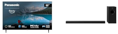 Panasonic TX-55MX800B, 55 Inch 4K Ultra HD LED Smart Fire TV with SC-HTB600EBK Home Theatre Soundbar with Bluetooth and Dolby Atmos