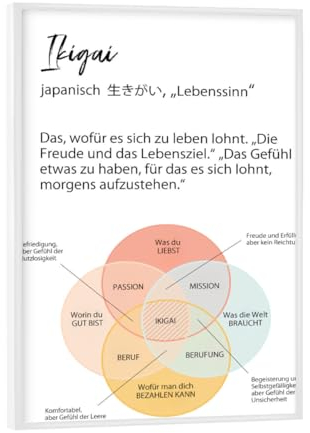 artboxONE Poster mit weiem Rahmen 18x13 cm Typografie Ikigai - Bild ikigai ikigai Japan