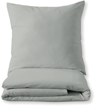 Luxuriöses Bettset aus Mako-Satin 100% Baumwolle 135x200 155x220 200x200 200x220, Größe:200 x 200 cm, Farbe :Silber